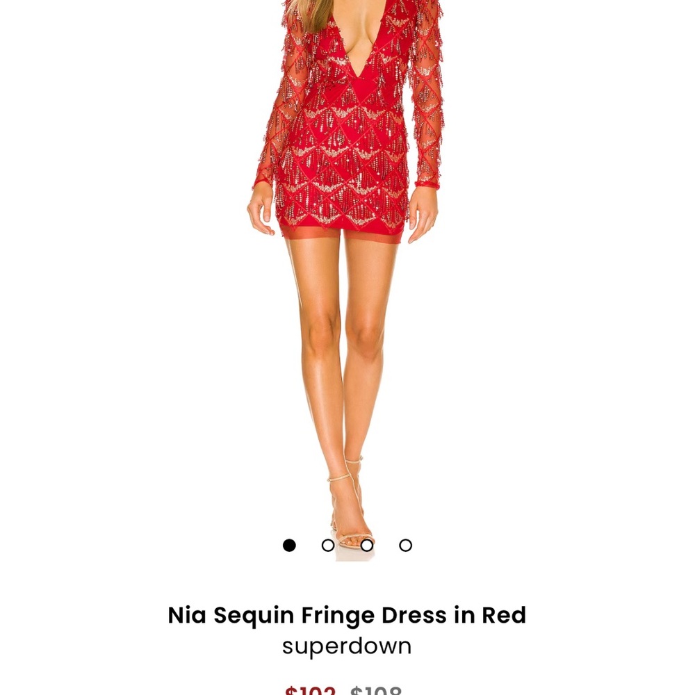 Superdown Red Sequin Fringe Dress